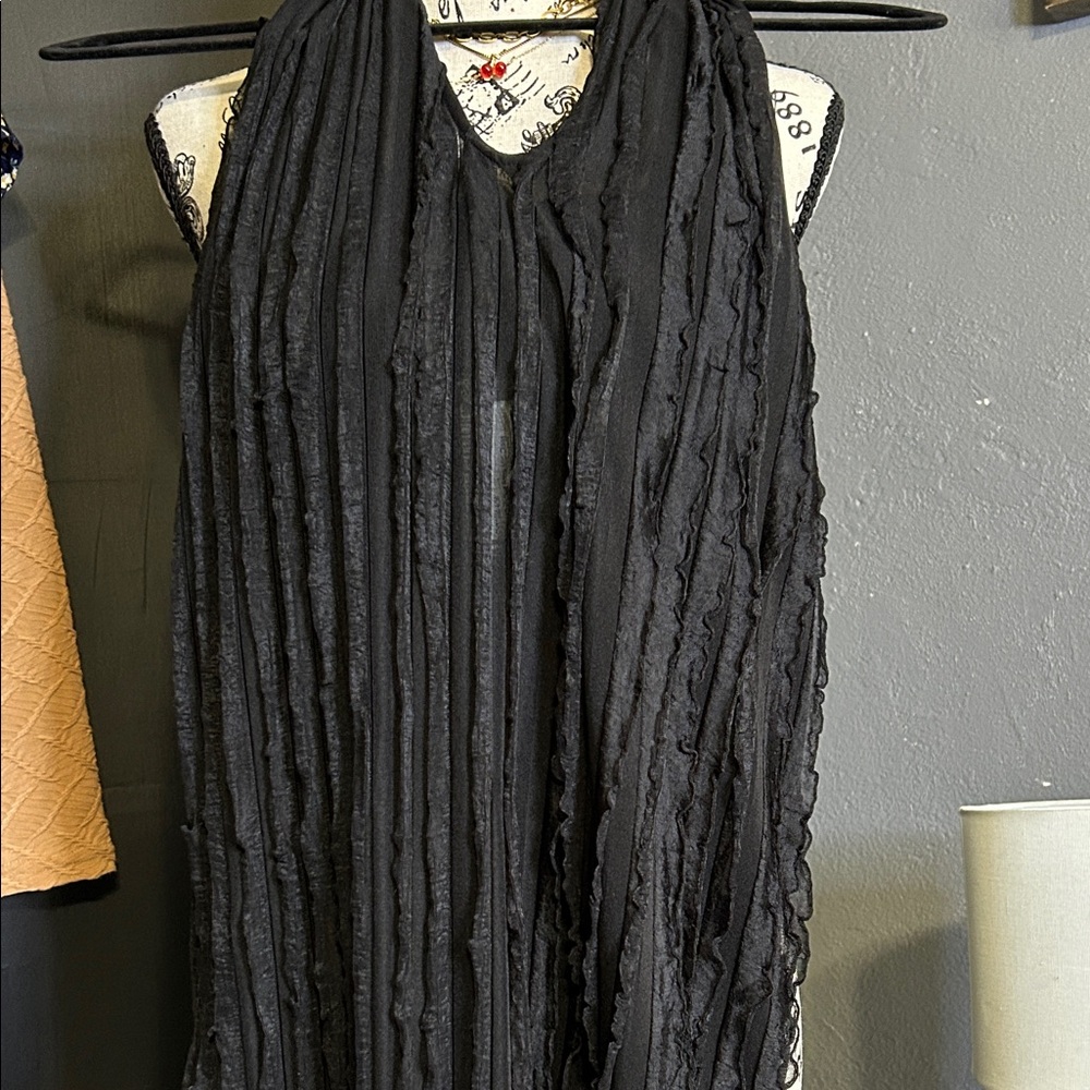 Black Textured Ruffled Dress